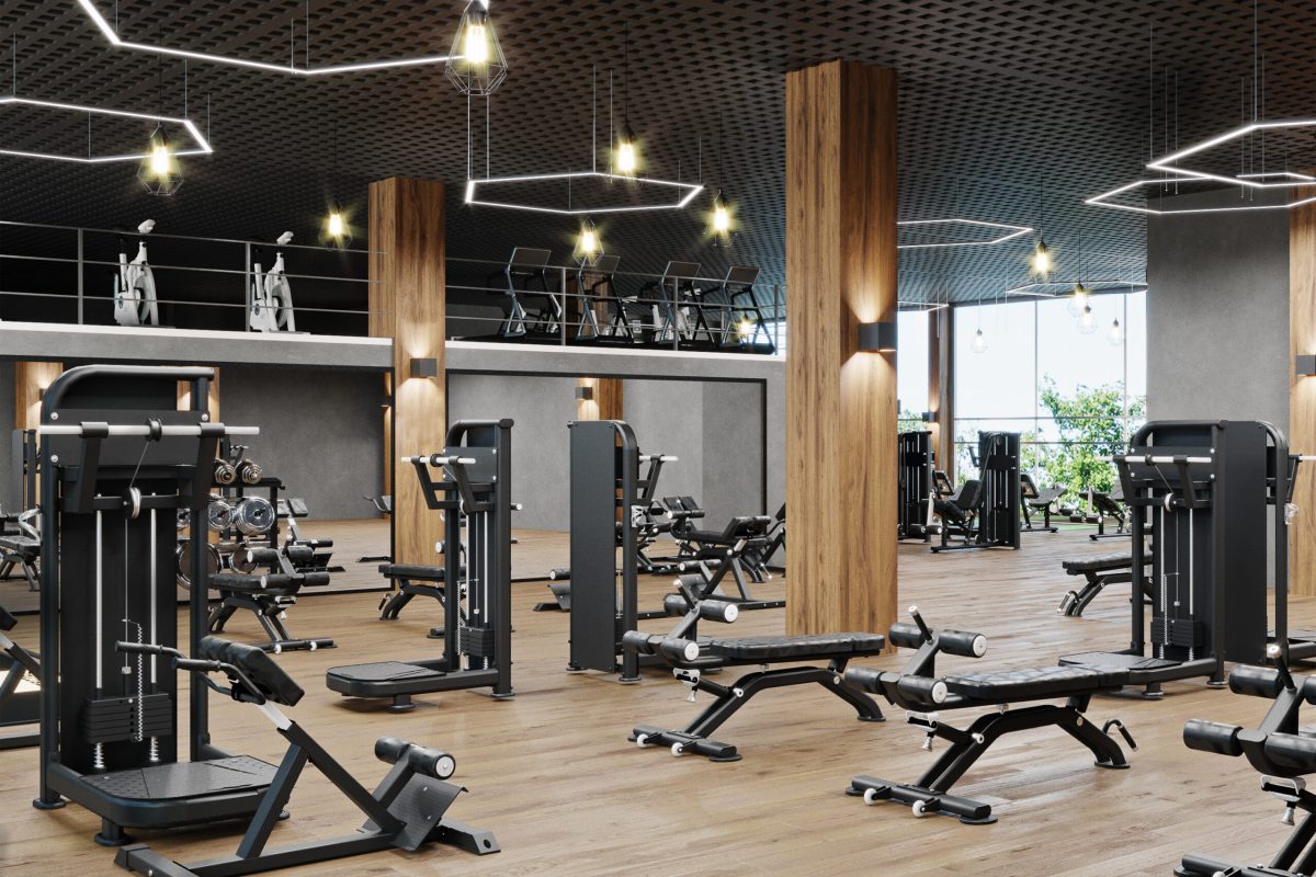 Fitnessstudioreinigung Hannover: Modernes Fitnessstudio mit schöner beleuchtung